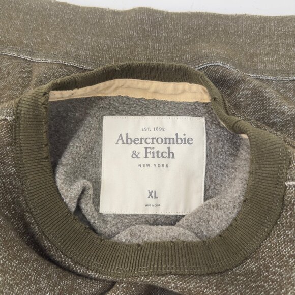 Abercrombie & Fitch Mens Olive Crewneck Sweater SZ XL Patched Elbown - Picture 2 of 12